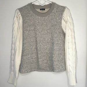 Splendid Mix Media Pullover Sweater in Gray & White